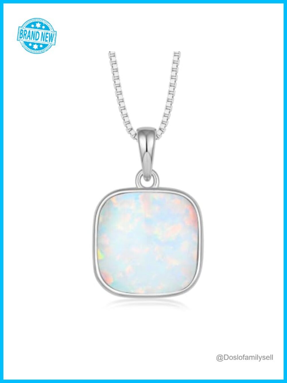 925 Sterling Silver Opal Necklace October Birthstone Pendant